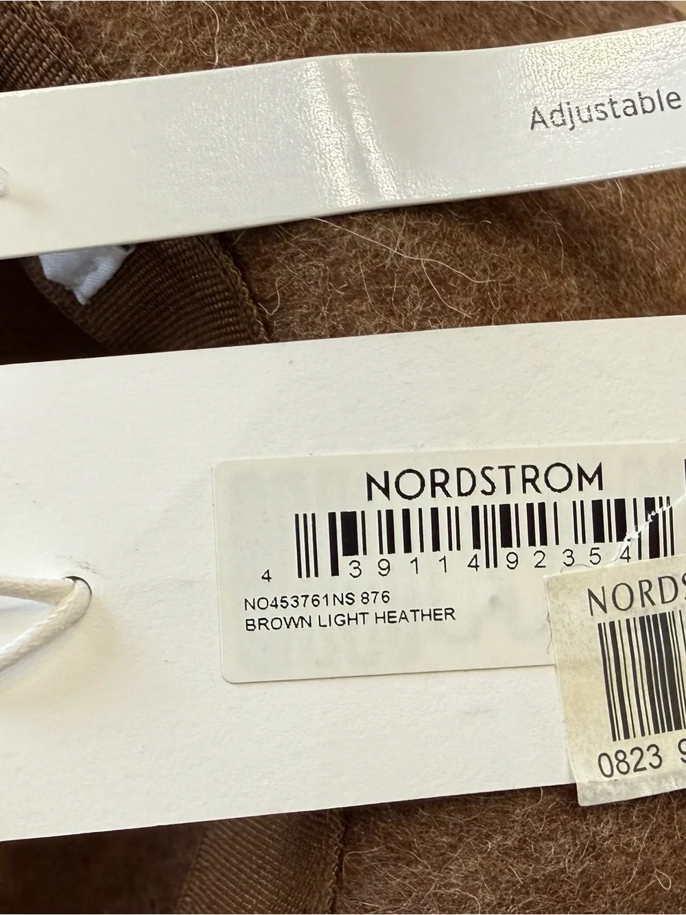 Nordstrom Brown Light Heather Wool Felt Wide-Brim Hat with Black Band Adjusts